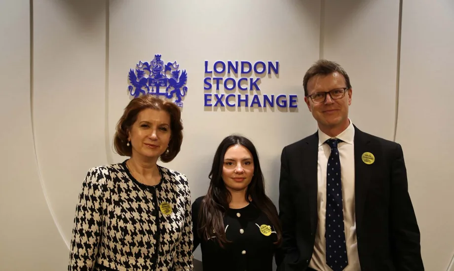 Flavia Popescu at the London Stock Exchange closing ceremony